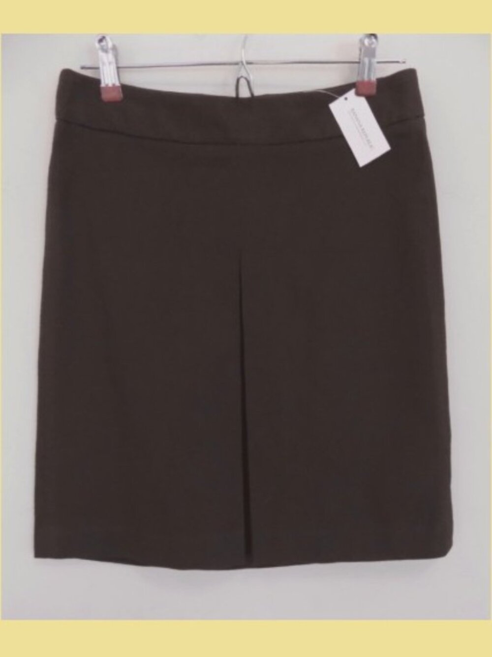 NWT Banana Republic skirt 2 Dark brown Cotton bl A-line Front kick pleat New